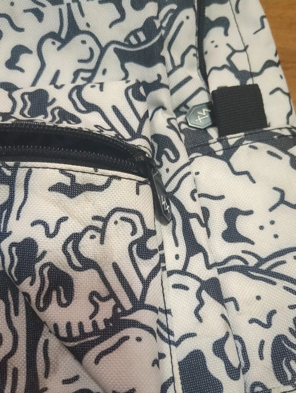 Lurking Class by Sketchy Tank Skulls Black & White Backpack Adjustable Straps